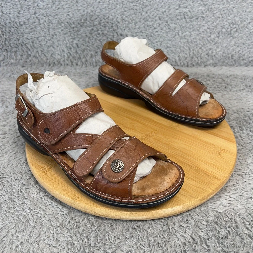 Finn Comfort Germany Gomera Brown Leather Slingback Sandals Womens 40 EU 9 US